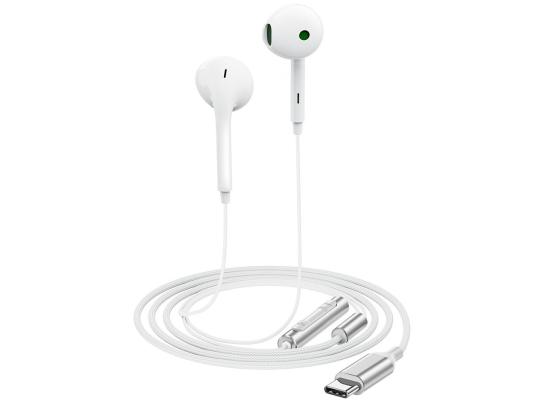 ACEFAST L7 USB-C Semi In-Ear Wired Earphones USB-C Headphones with Microphone for Mobile Phones / Tablets - White